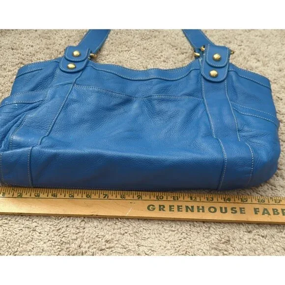 Nice Barr+Barr Women's Bag Blue Leather Purse Inside Card Pocket Hobo-lp - Picture 10 of 16